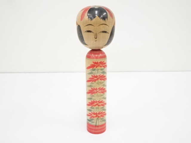 JAPANESE FOLK CRAFT / WOODEN KOKESHI DOLL / 25.3cm / SIGNED ARTISAN WORK